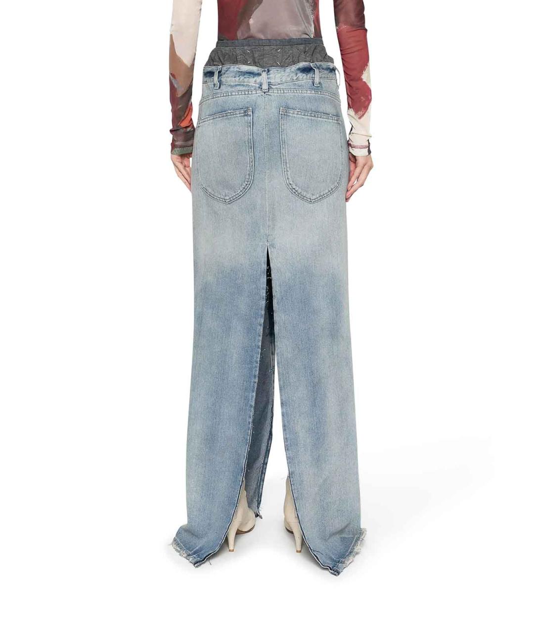 MAISON MARGIELA Синяя хлопковая юбка миди, фото 4