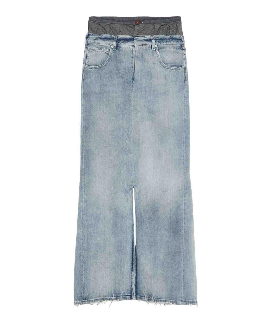 MAISON MARGIELA Синяя хлопковая юбка миди, фото 1