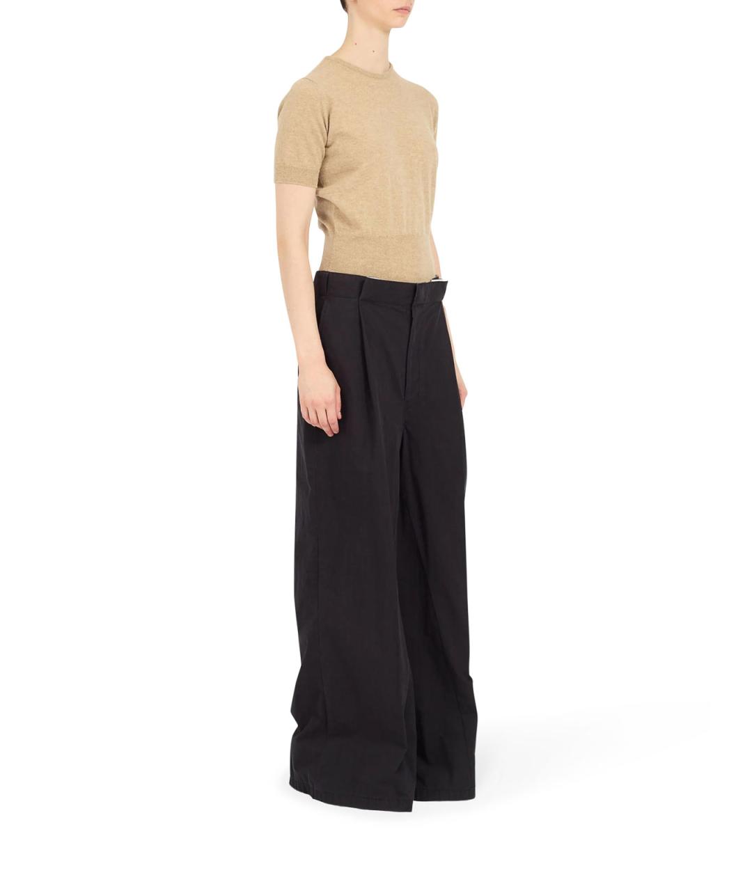 MAISON MARGIELA Черные хлопковые брюки широкие, фото 3