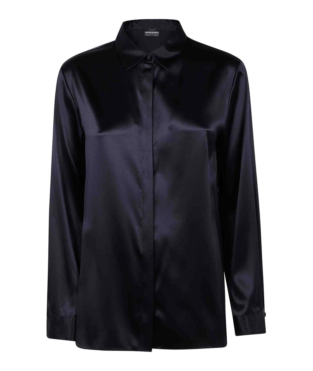 EMPORIO ARMANI Черная шелковая рубашка, фото 1