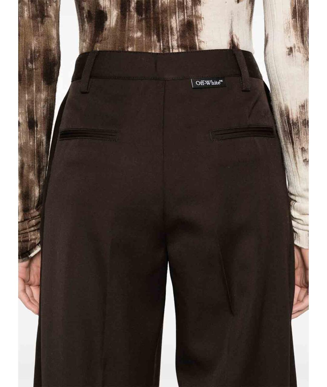 OFF-WHITE Коричневые шерстяные брюки широкие, фото 4