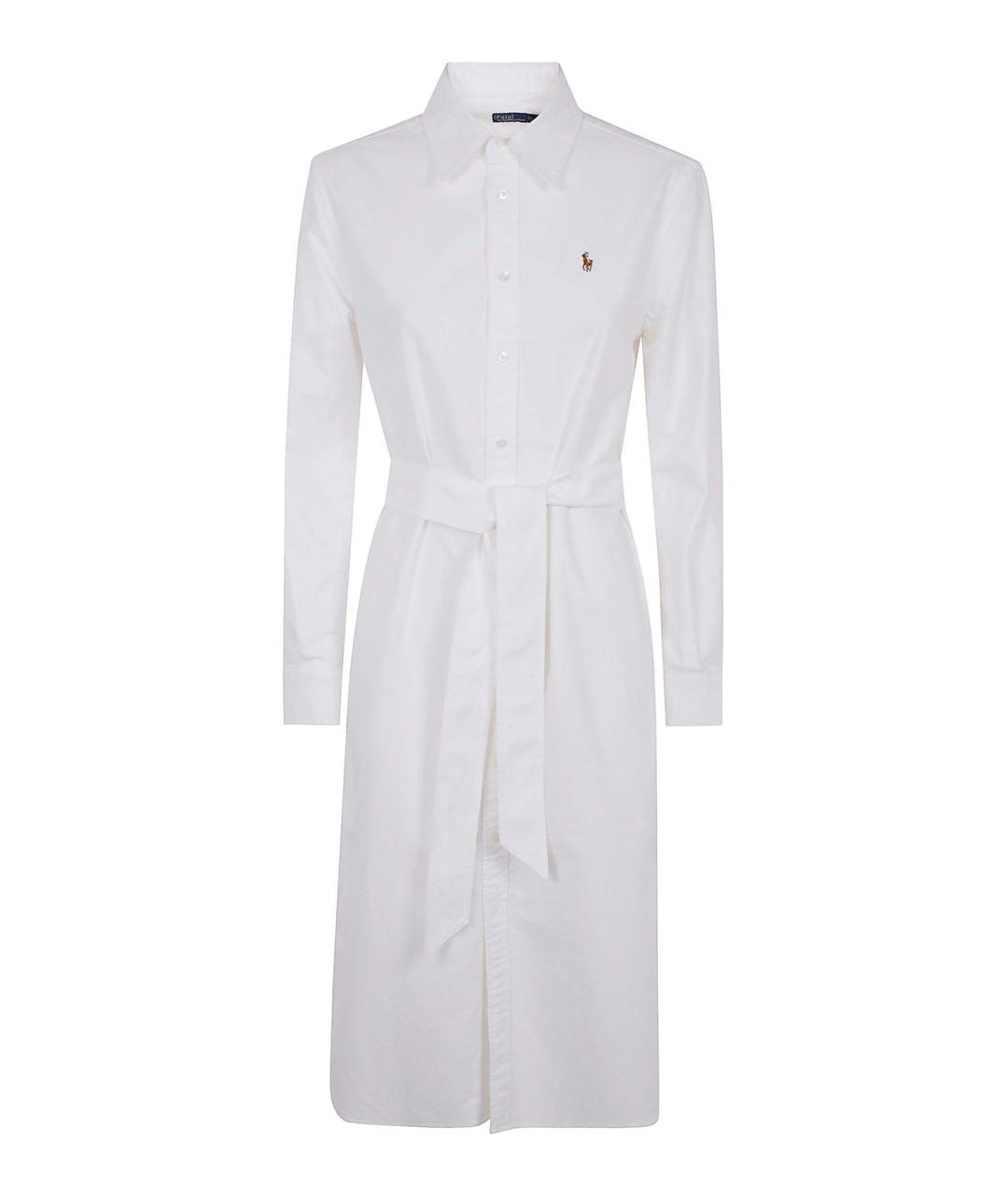 POLO RALPH LAUREN Белое хлопковое повседневное платье, фото 1