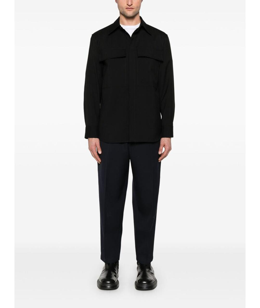 JIL SANDER Черная шерстяная классическая рубашка, фото 5
