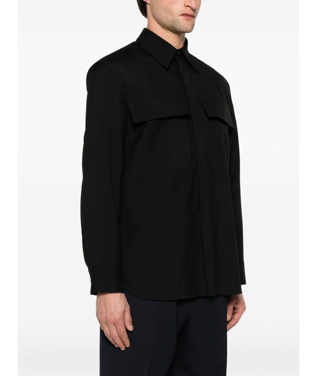 JIL SANDER Черная шерстяная классическая рубашка, фото 4