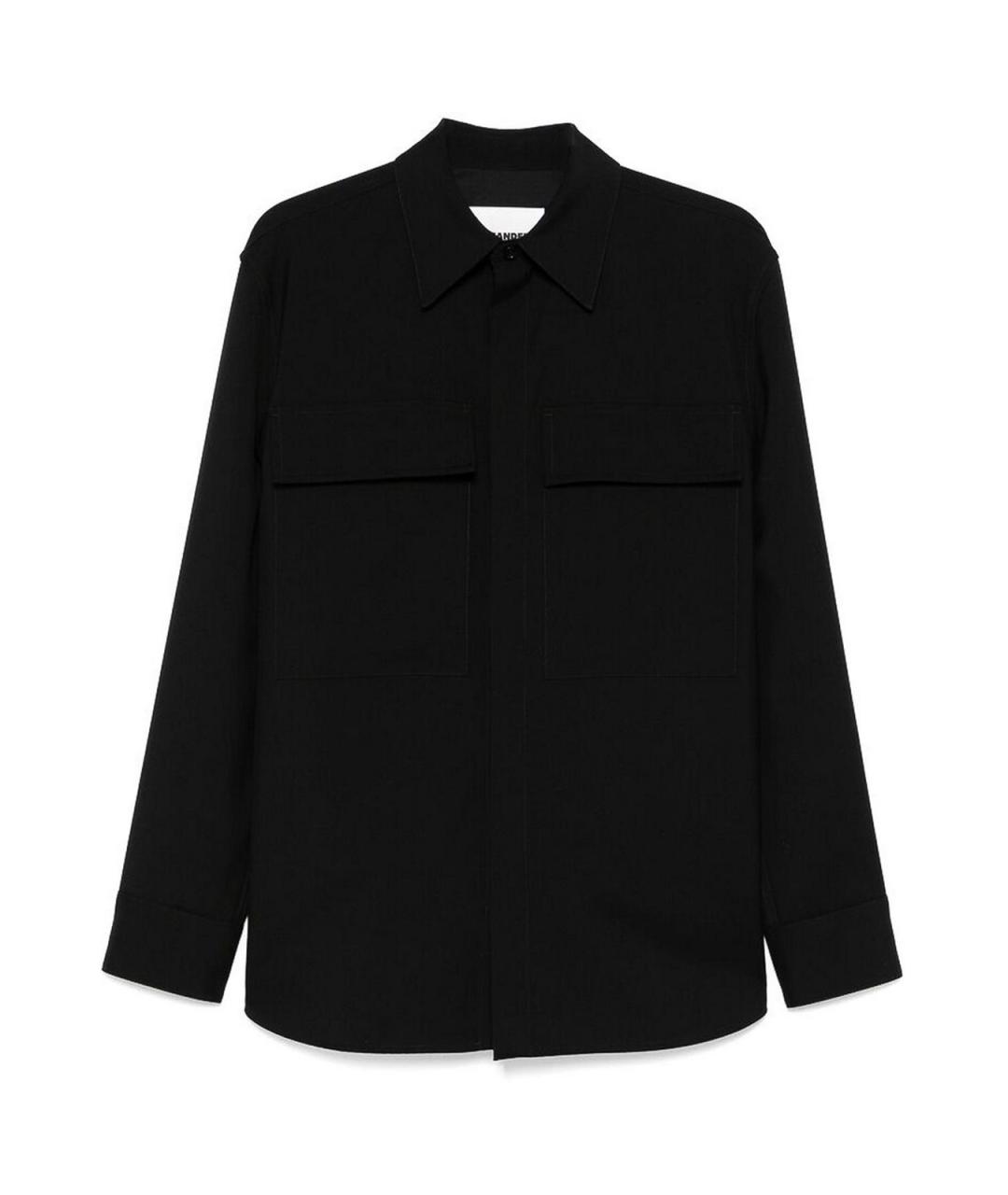 JIL SANDER Черная шерстяная классическая рубашка, фото 1