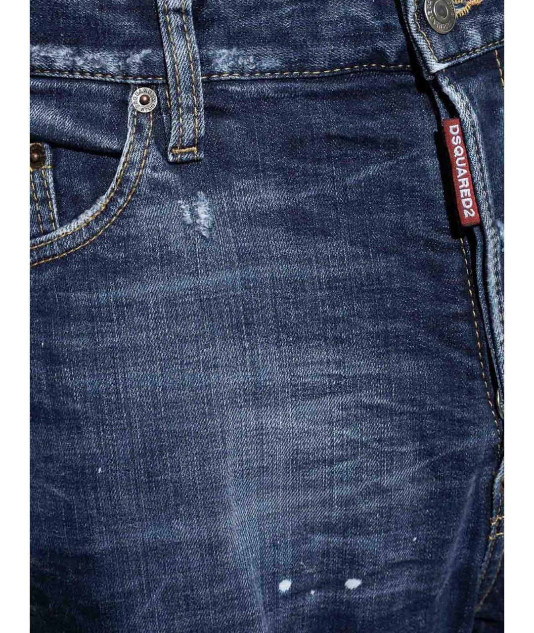 DSQUARED2 Синие хлопковые прямые джинсы, фото 2