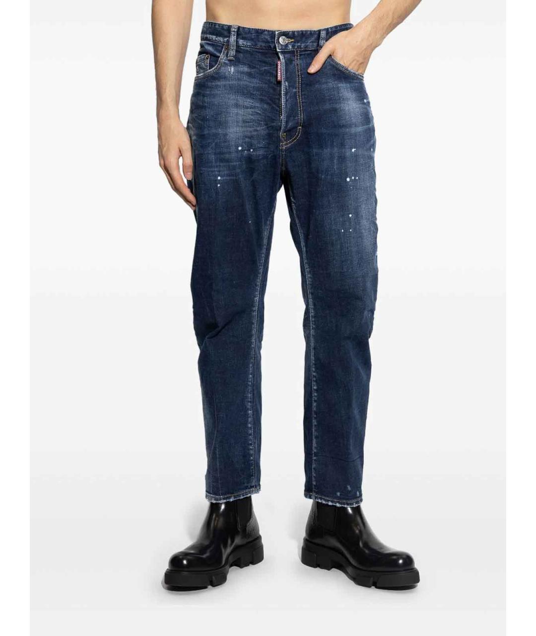DSQUARED2 Синие хлопковые прямые джинсы, фото 3