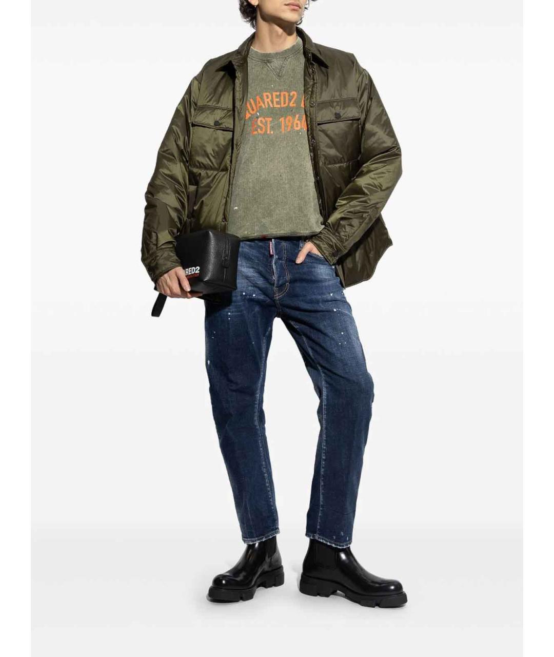 DSQUARED2 Синие хлопковые прямые джинсы, фото 4