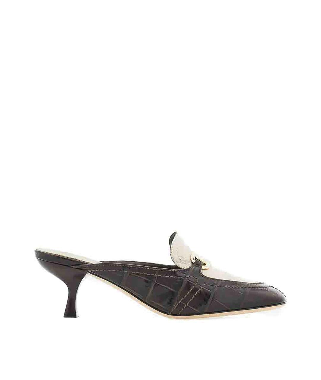 FERRAGAMO Коричневые текстильные мюли, фото 1