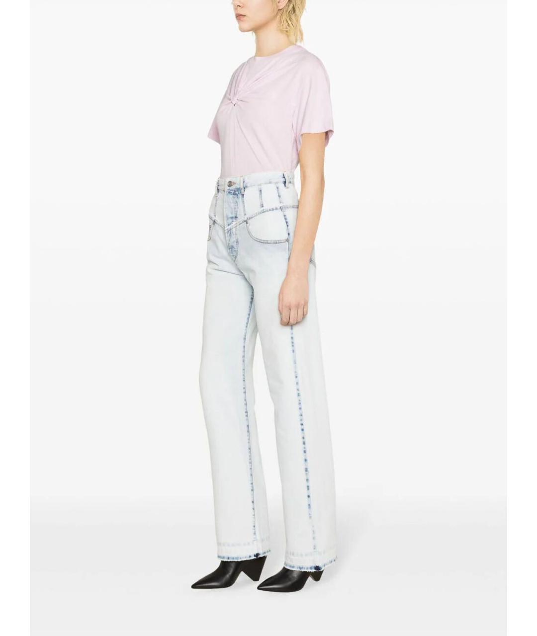ISABEL MARANT Голубые хлопковые прямые джинсы, фото 3