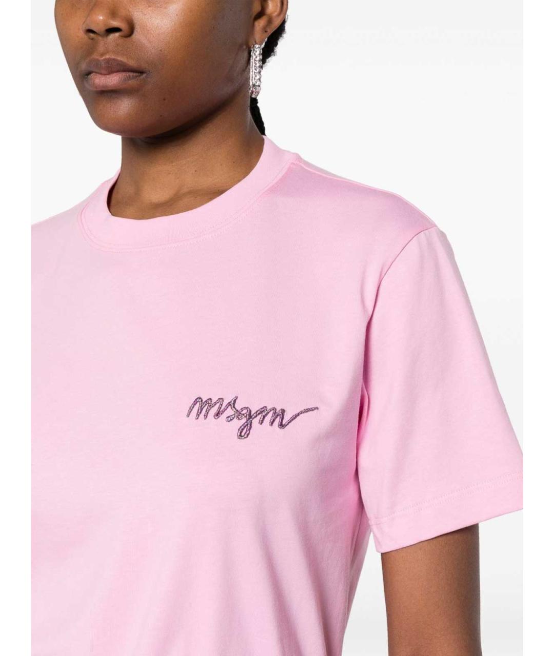 MSGM Розовая хлопковая футболка, фото 5