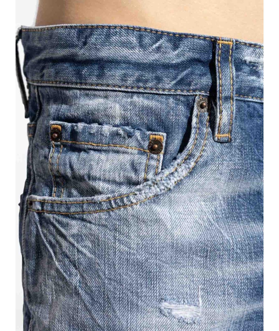 DSQUARED2 Синие хлопковые прямые джинсы, фото 4