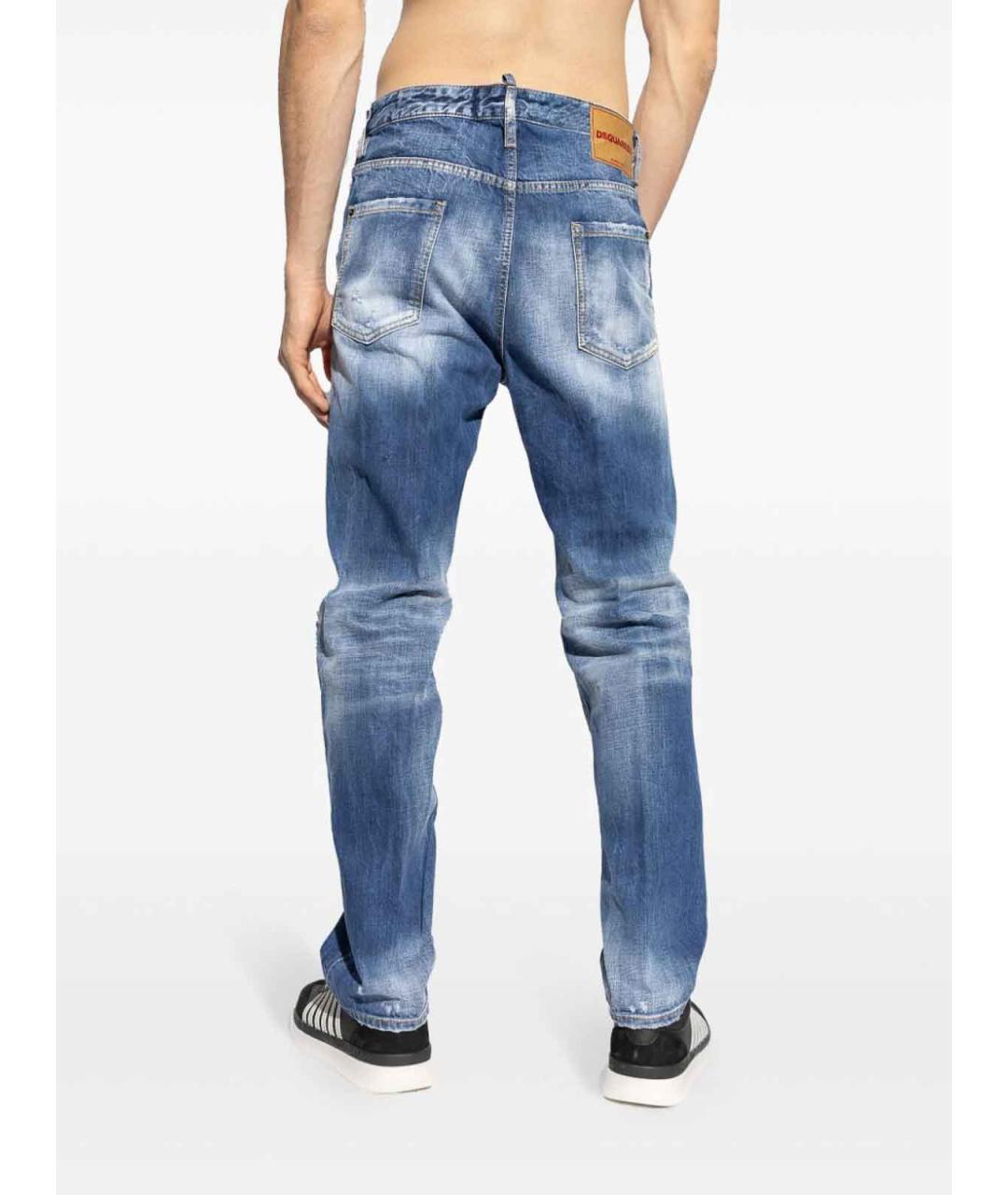 DSQUARED2 Синие хлопковые прямые джинсы, фото 3