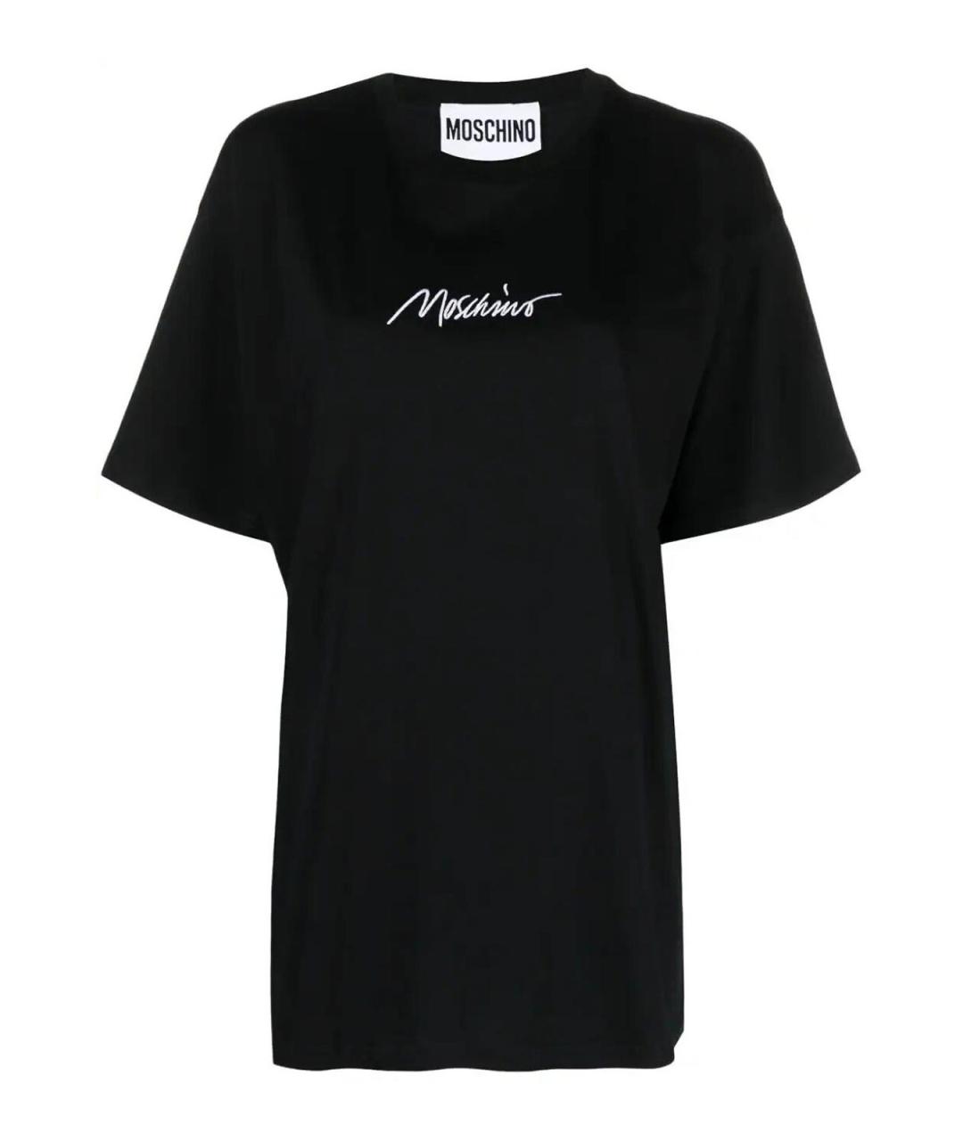 MOSCHINO Черная хлопковая футболка, фото 1