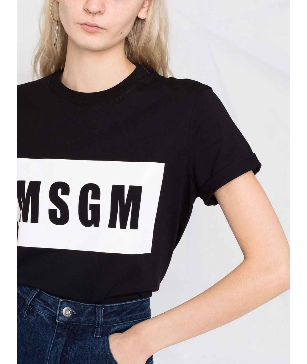 MSGM Черная хлопковая футболка, фото 5