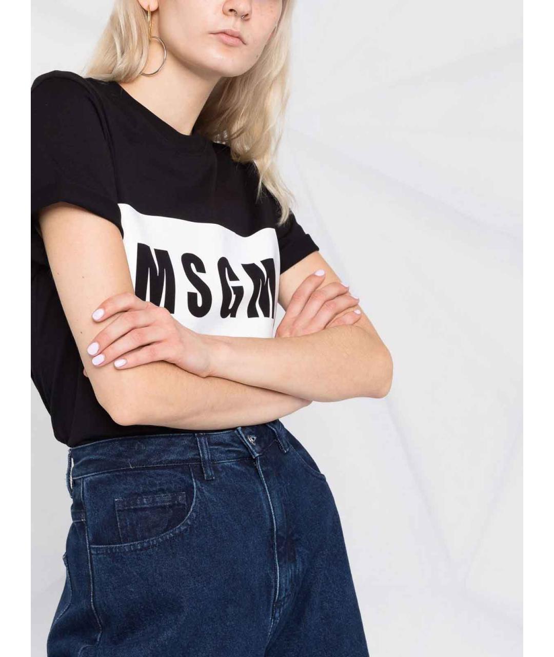 MSGM Черная хлопковая футболка, фото 6