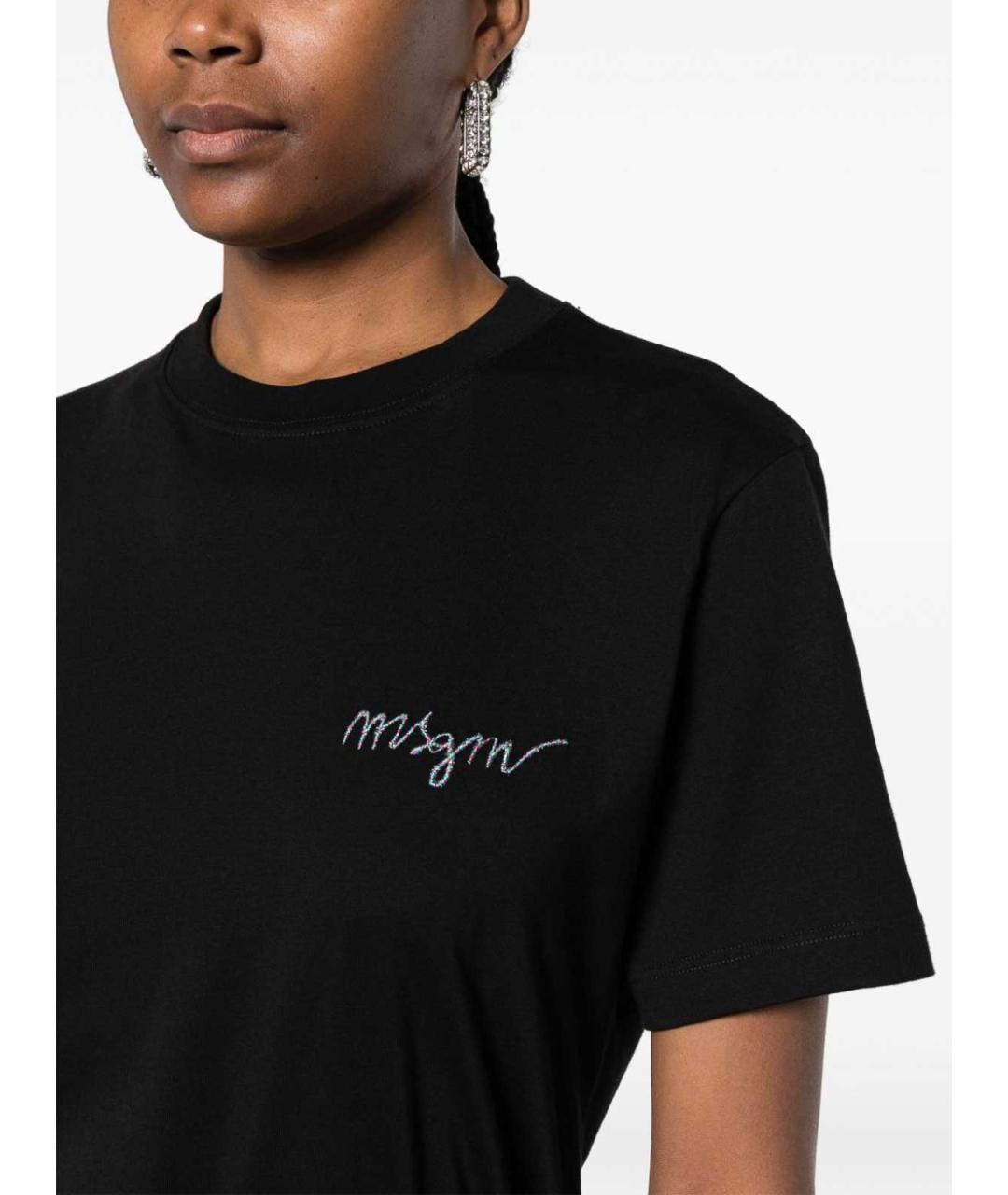 MSGM Черная хлопковая футболка, фото 2