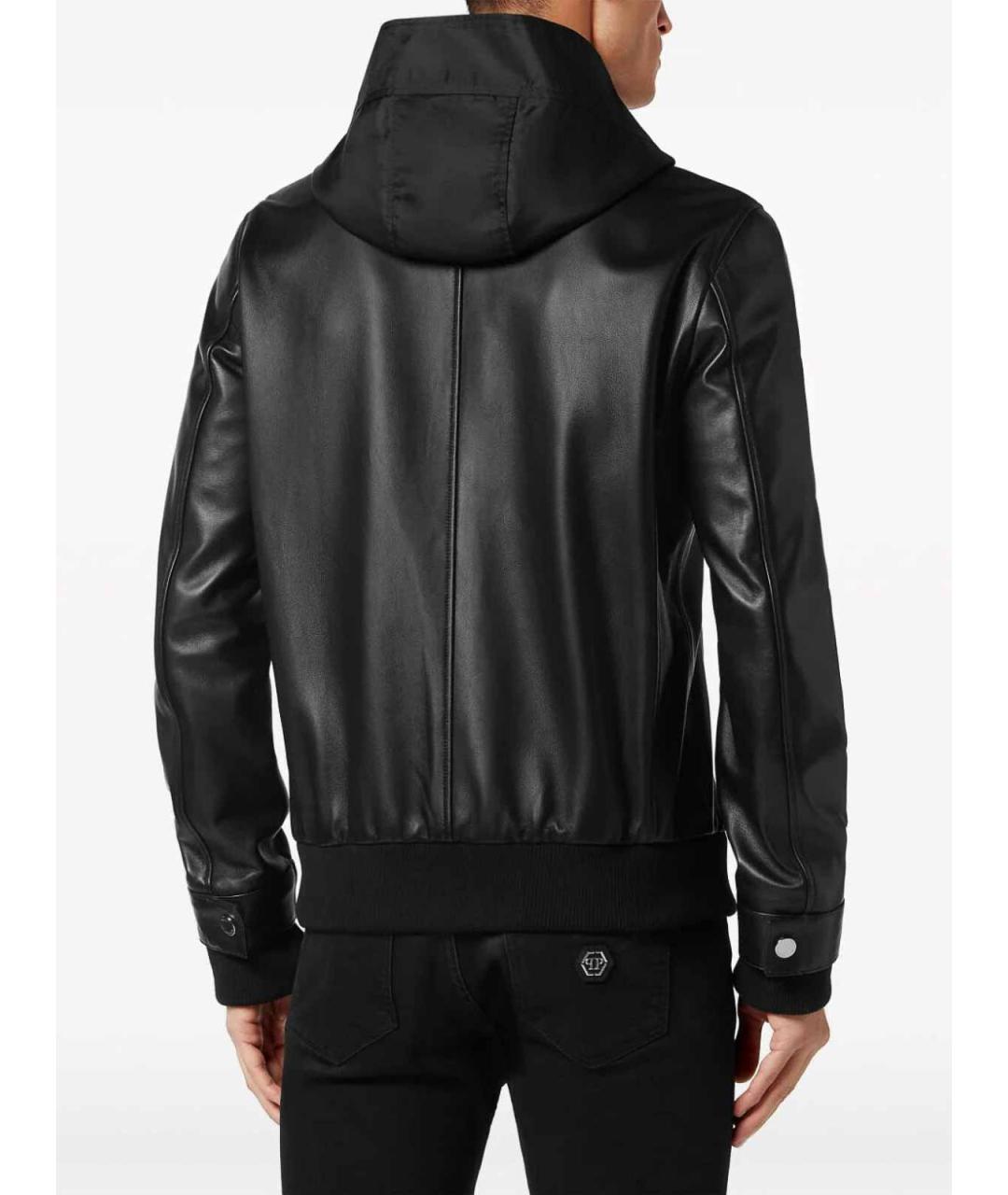 PHILIPP PLEIN Черная кожаная куртка, фото 4