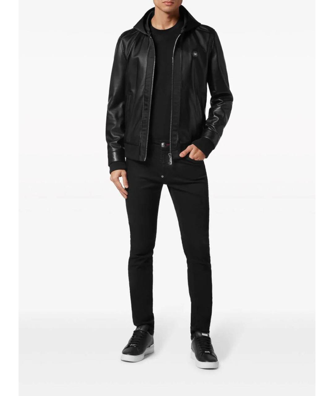PHILIPP PLEIN Черная кожаная куртка, фото 2