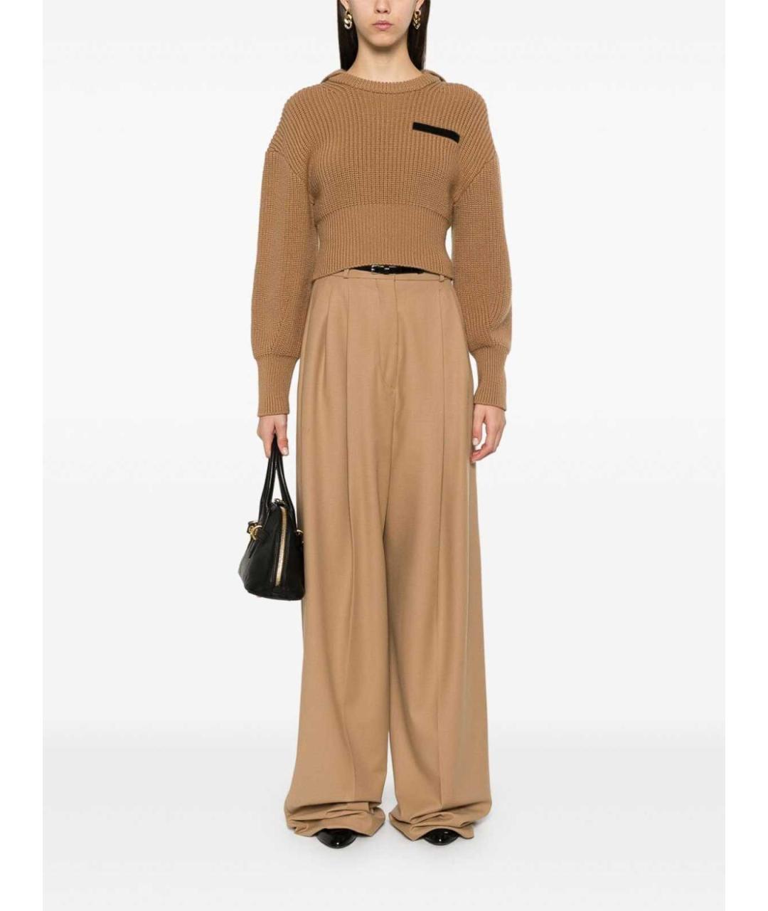 SPORTMAX Бежевые брюки широкие, фото 3
