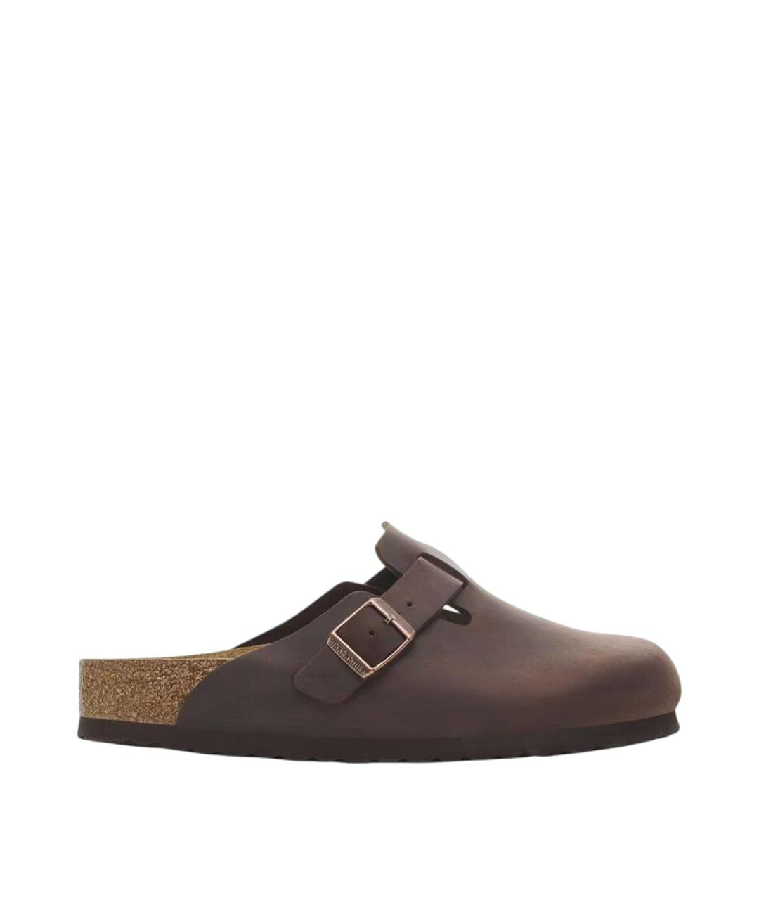 BIRKENSTOCK Коричневые кожаные сабо, фото 1