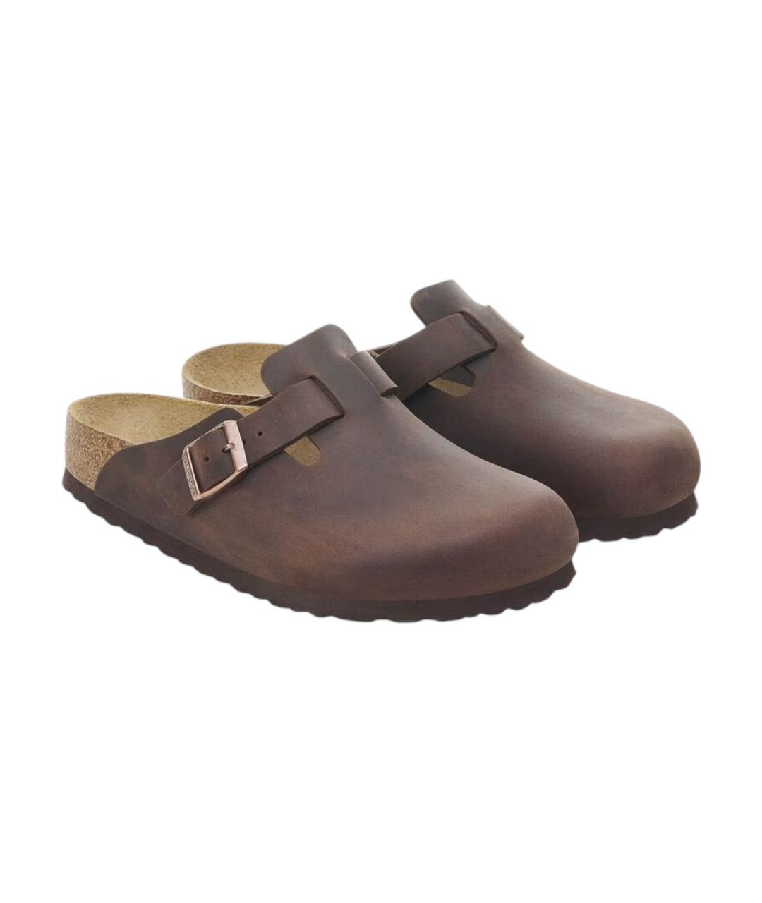 BIRKENSTOCK Коричневые кожаные сабо, фото 3