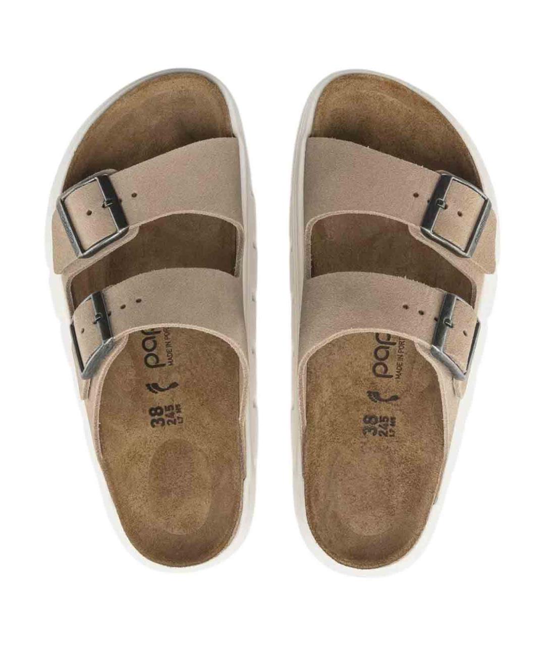 BIRKENSTOCK Бежевые замшевые шлепанцы, фото 4