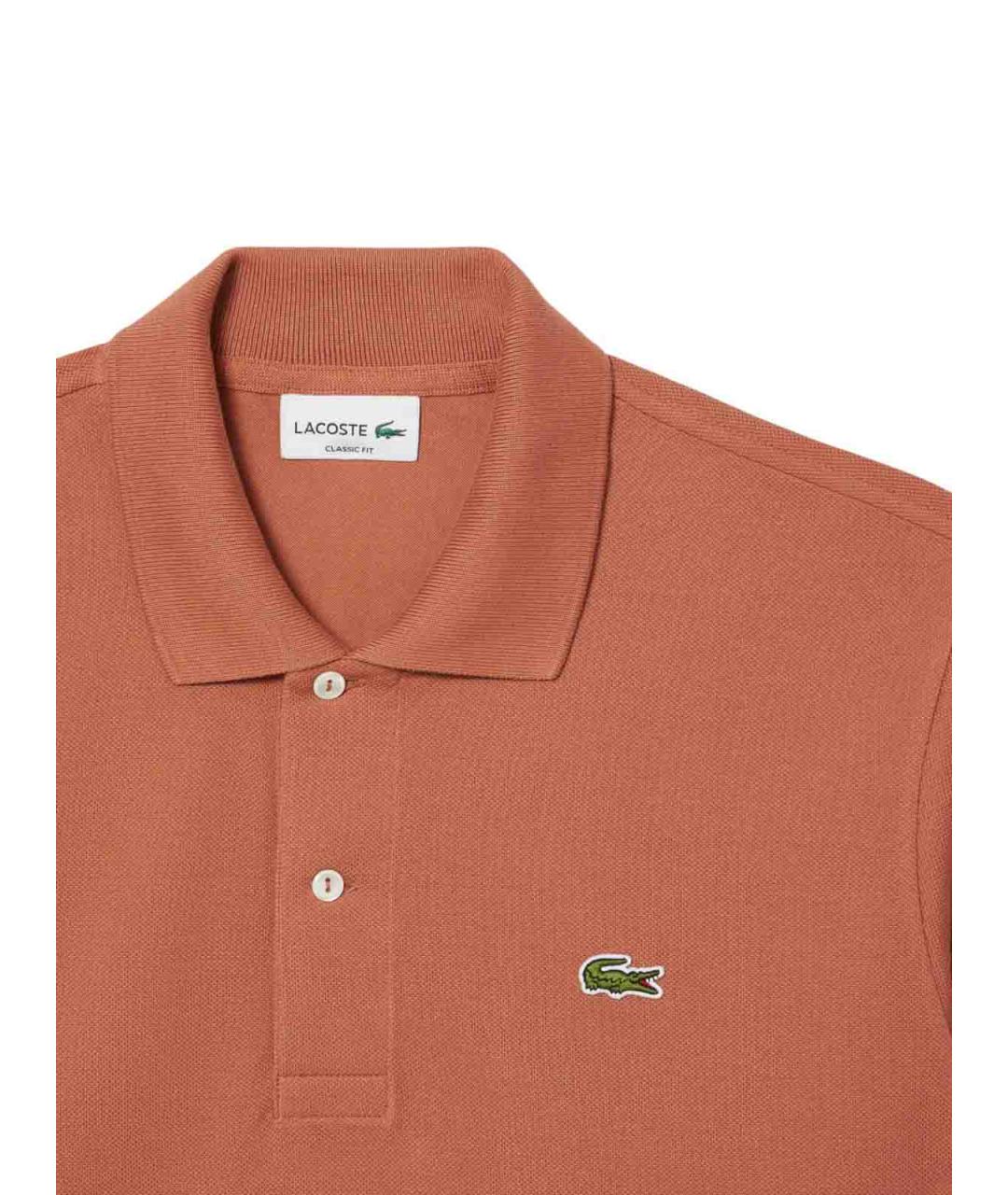 LACOSTE Оранжевое хлопковое поло с коротким рукавом, фото 2