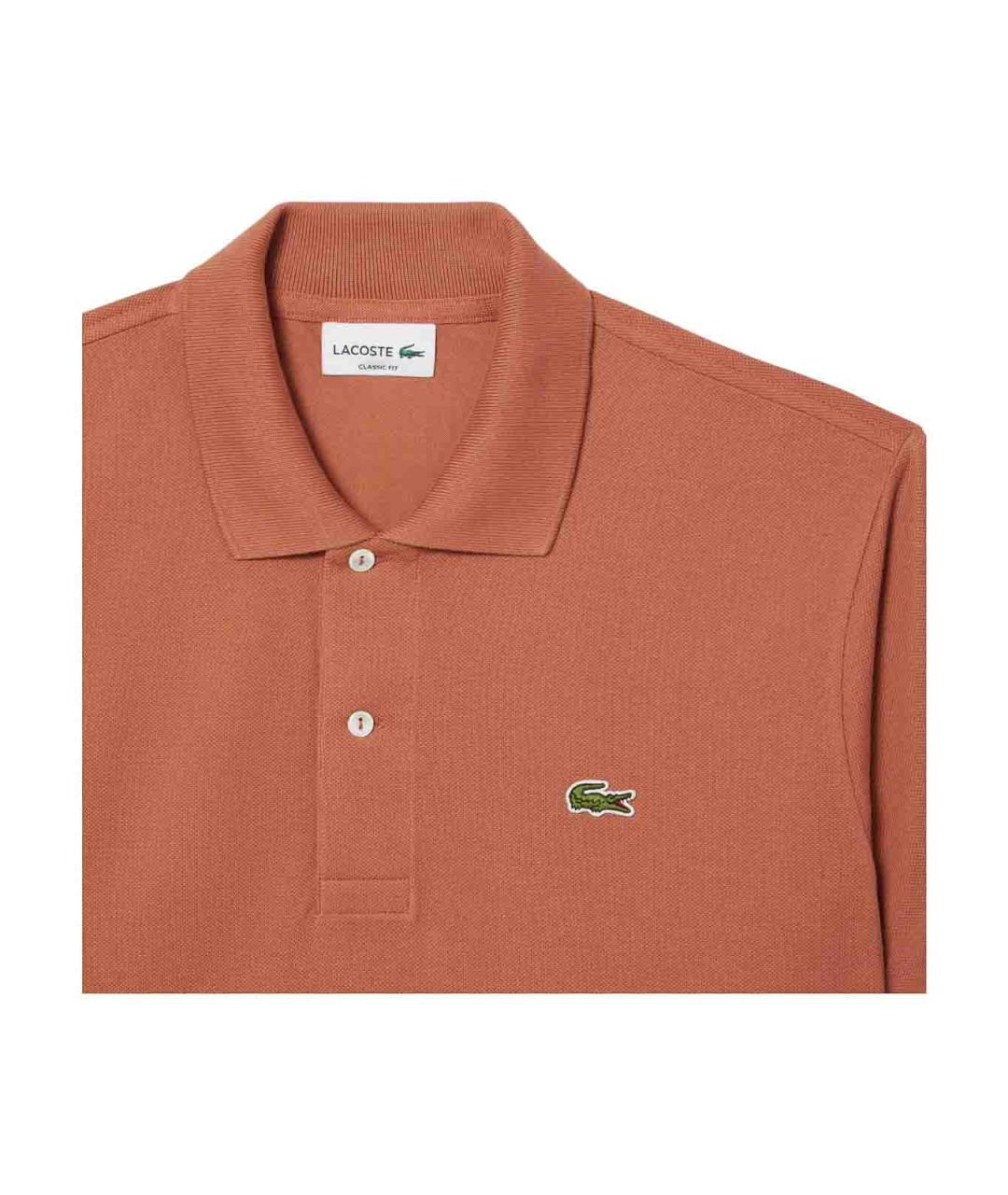 LACOSTE Оранжевое хлопковое поло с коротким рукавом, фото 4