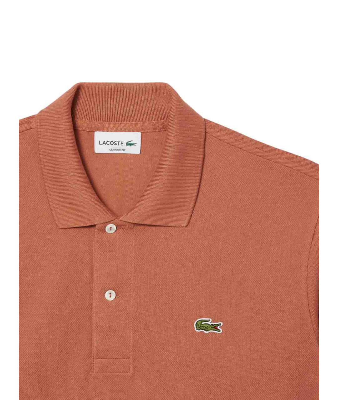 LACOSTE Оранжевое хлопковое поло с коротким рукавом, фото 3