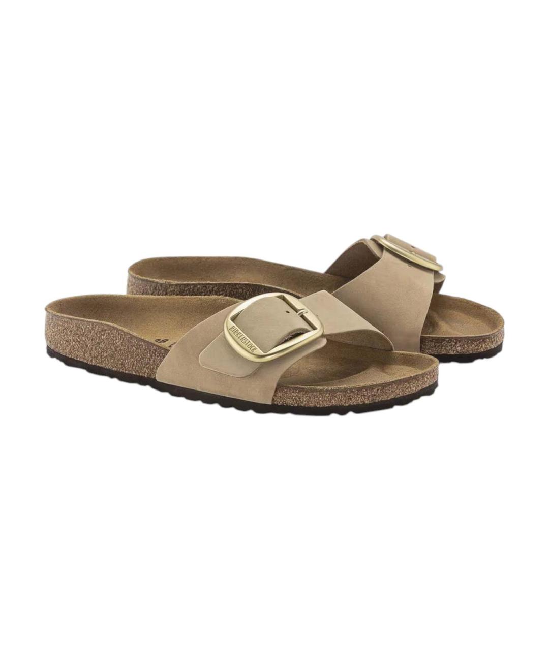 BIRKENSTOCK Бежевые замшевые шлепанцы, фото 5