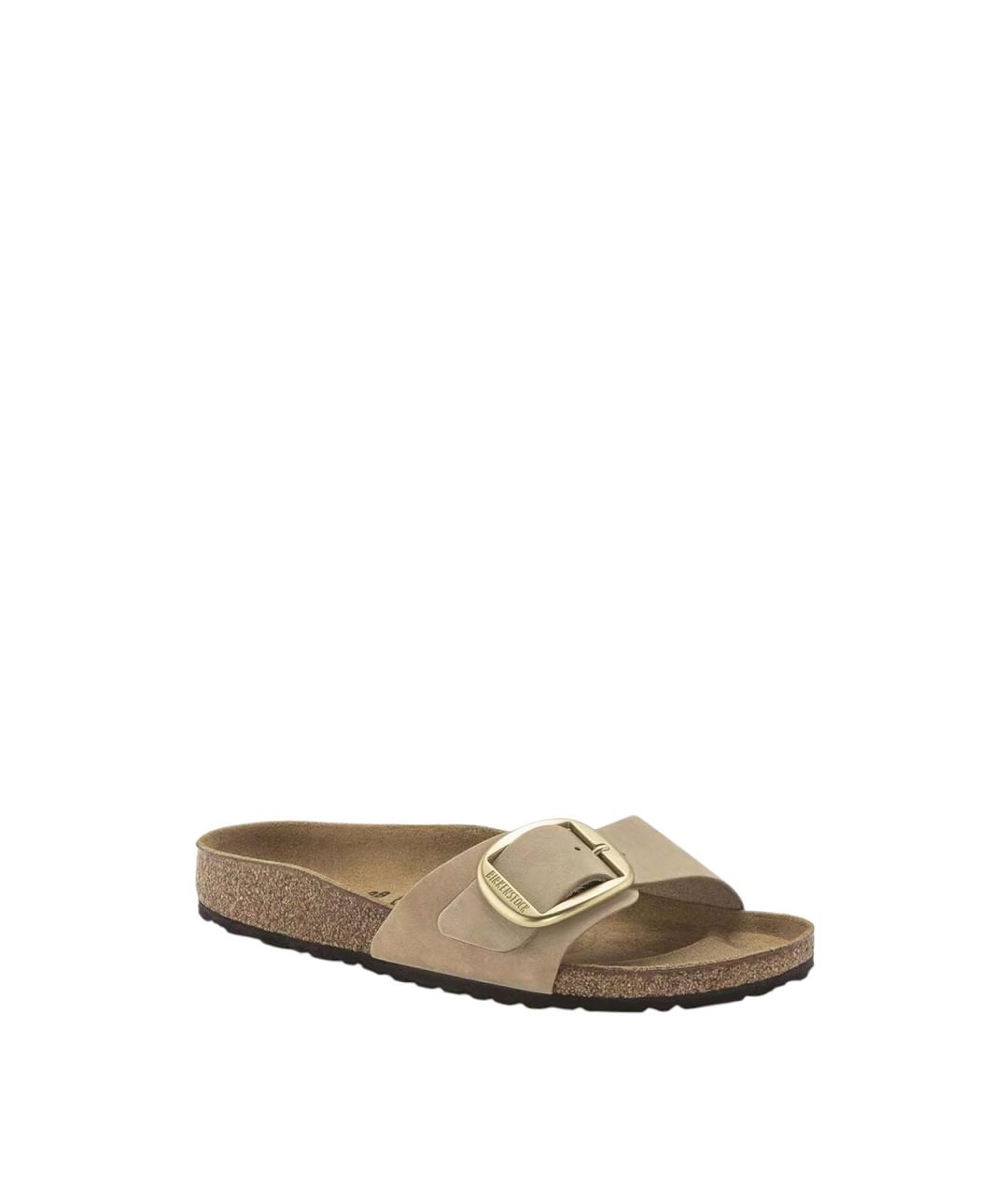 BIRKENSTOCK Бежевые замшевые шлепанцы, фото 2