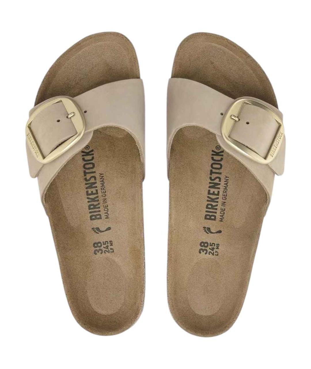 BIRKENSTOCK Бежевые замшевые шлепанцы, фото 4