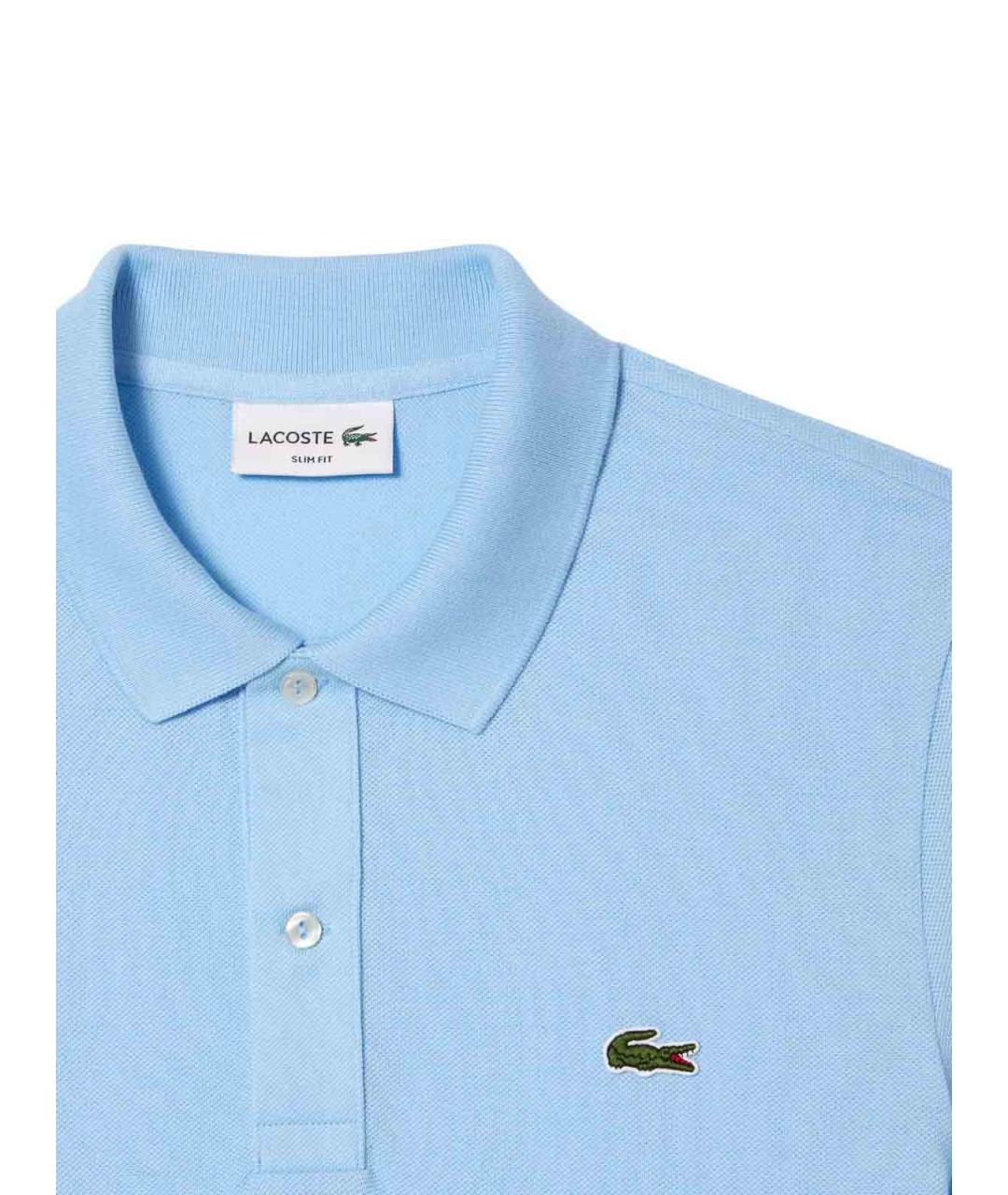 LACOSTE Голубое хлопковое поло с коротким рукавом, фото 2