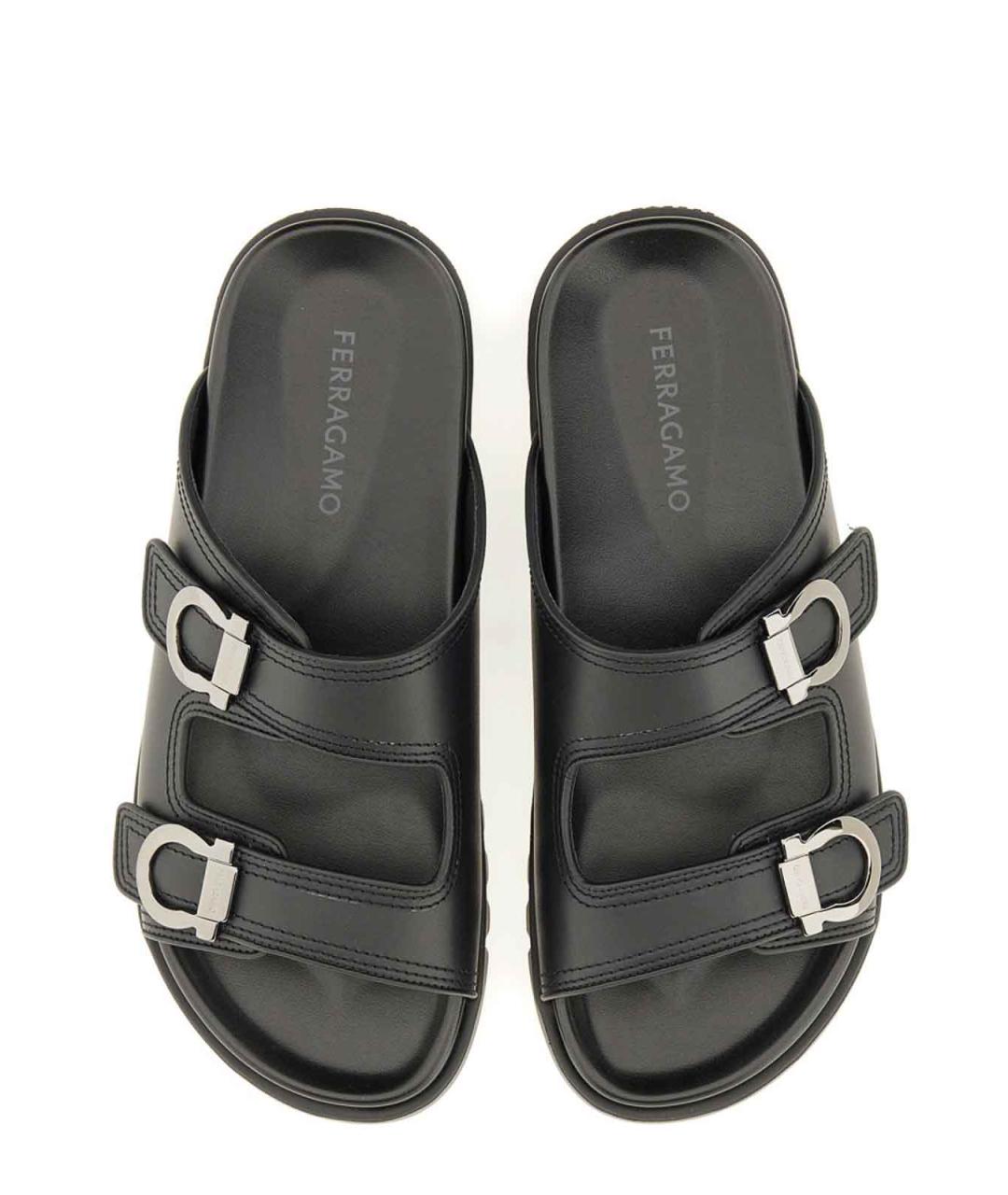 FERRAGAMO Черные кожаные сандалии, фото 5
