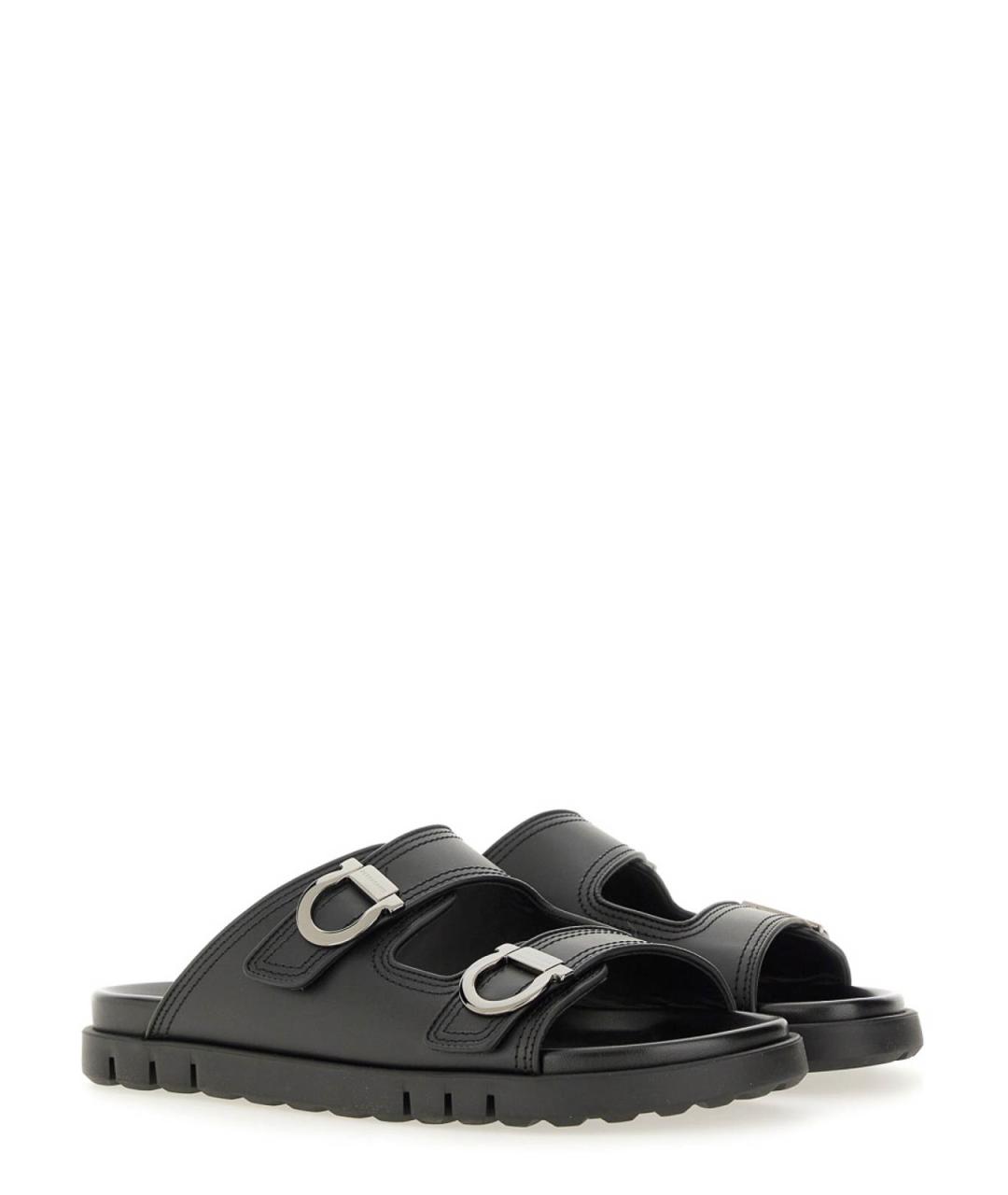 FERRAGAMO Черные кожаные сандалии, фото 2