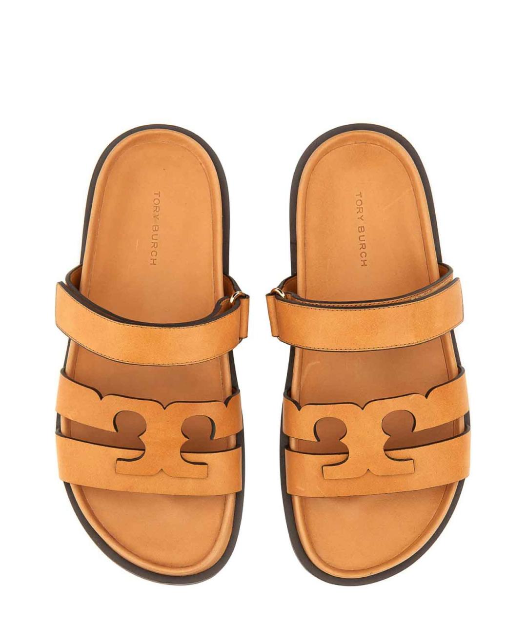 TORY BURCH Бежевые кожаные сандалии, фото 5