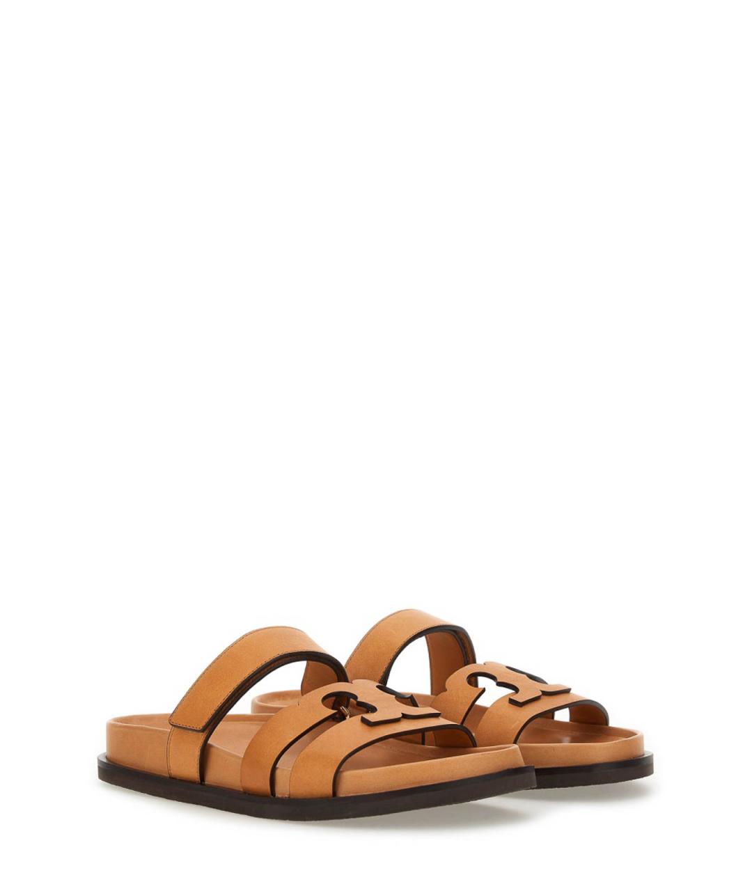 TORY BURCH Бежевые кожаные сандалии, фото 2