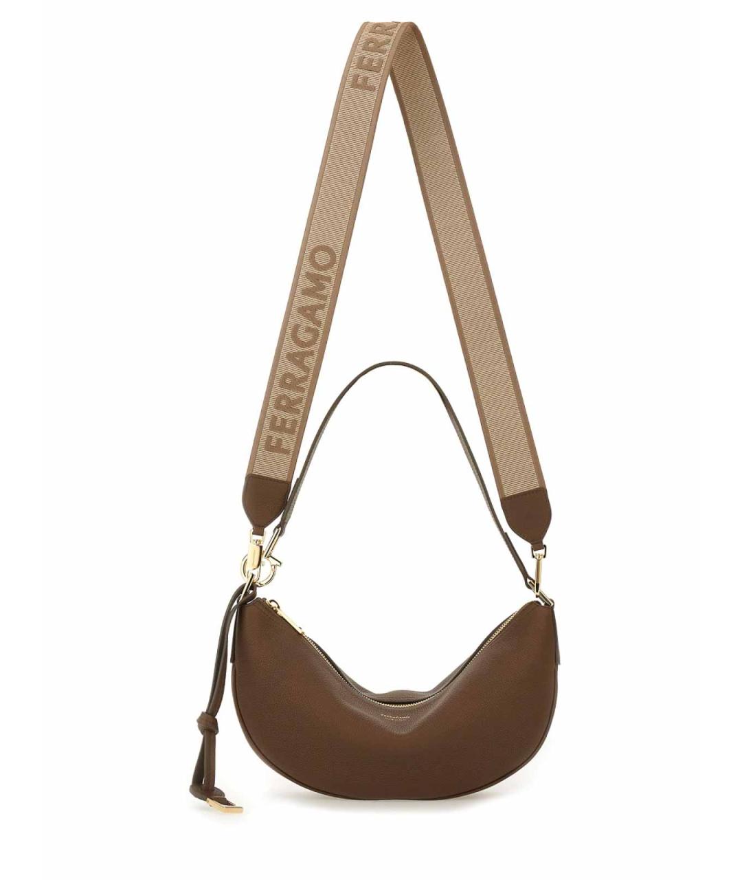FERRAGAMO Коричневая кожаная сумка через плечо, фото 2