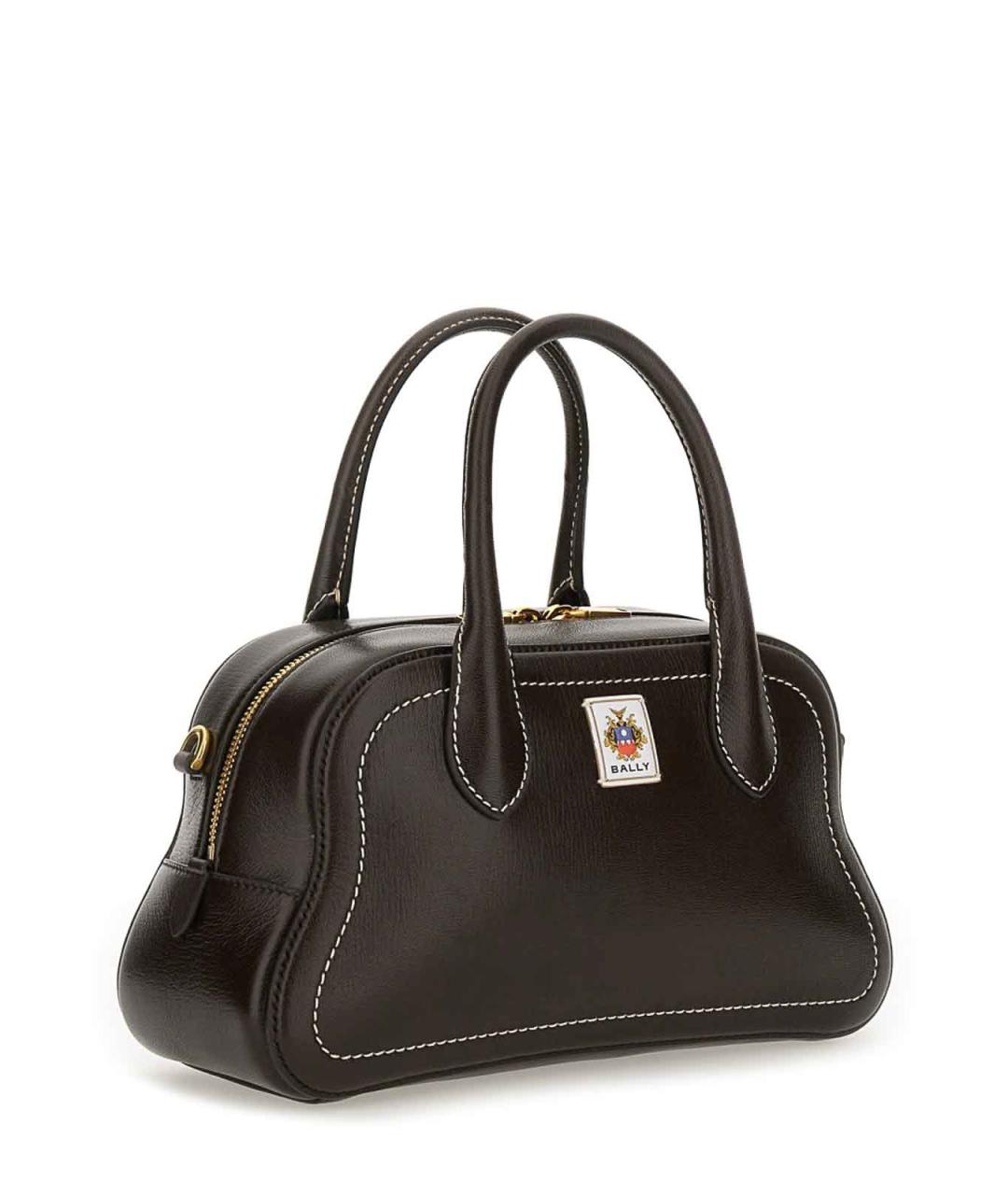 BALLY Коричневая кожаная сумка с короткими ручками, фото 3
