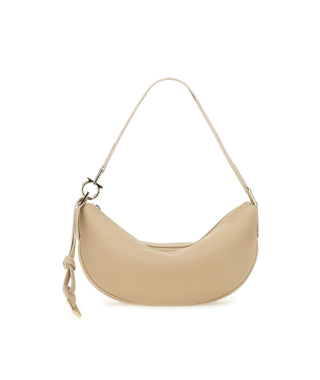 FERRAGAMO Бежевая кожаная сумка через плечо, фото 1