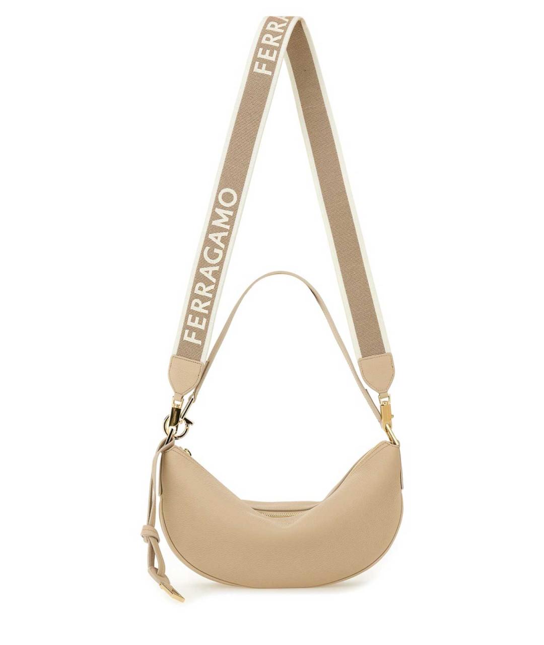 FERRAGAMO Бежевая кожаная сумка через плечо, фото 2