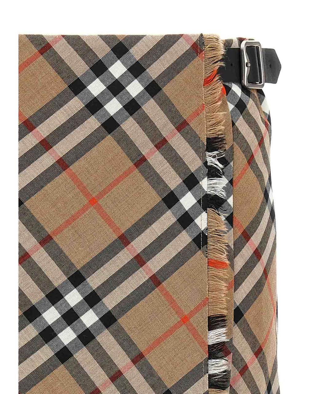 BURBERRY Бежевая шерстяная юбка мини, фото 3