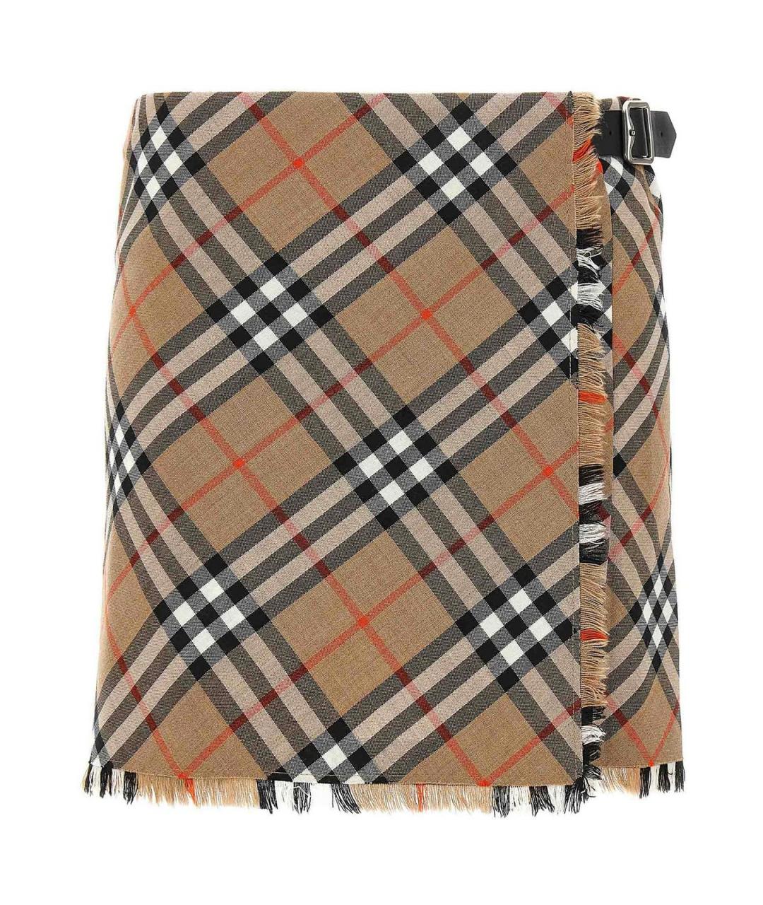 BURBERRY Бежевая шерстяная юбка мини, фото 1