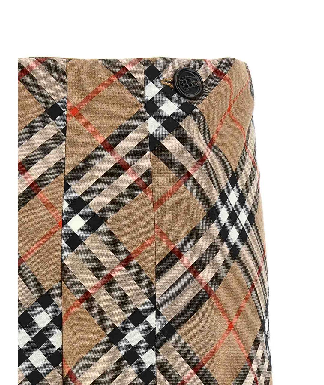 BURBERRY Бежевая шерстяная юбка мини, фото 4