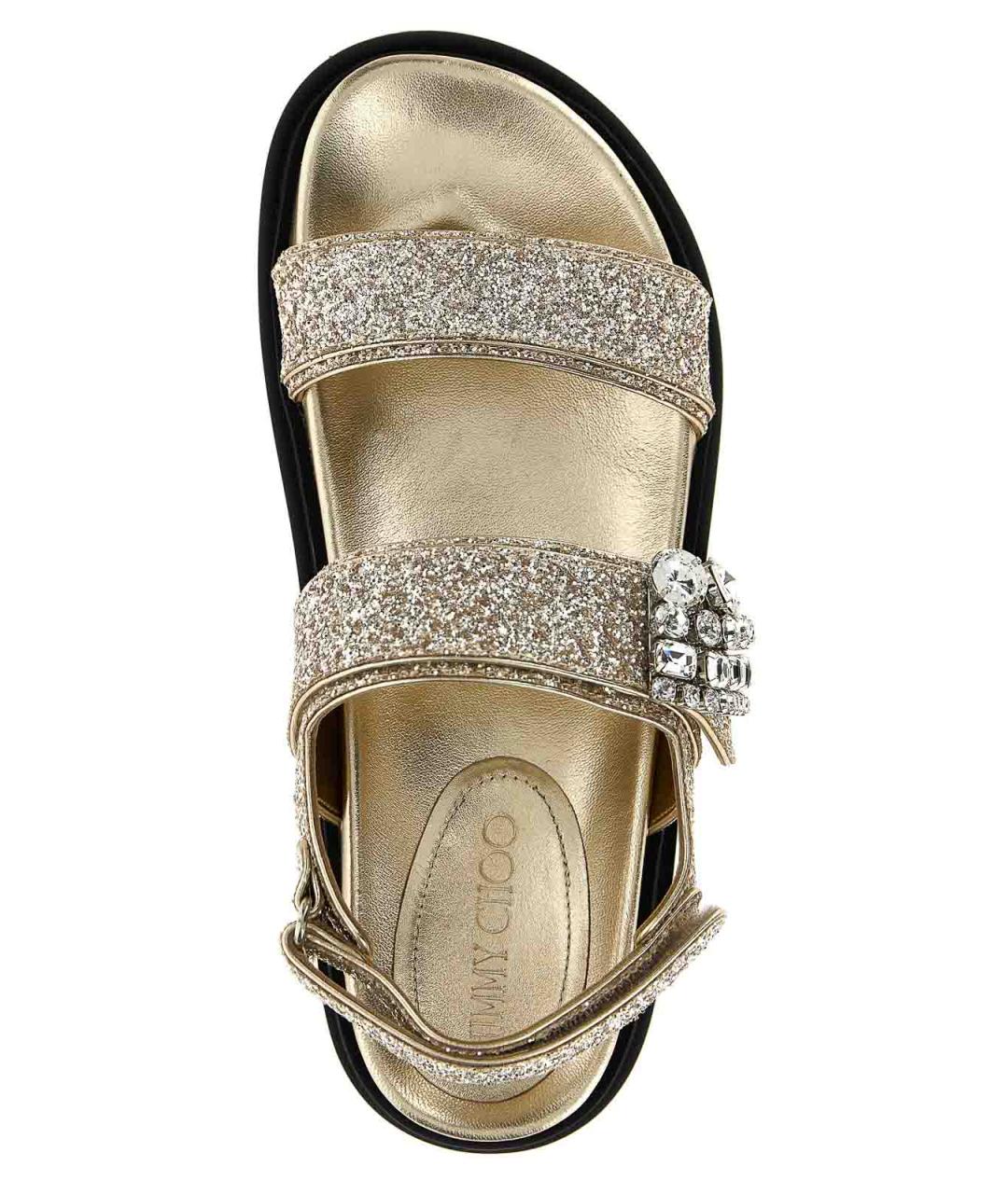 JIMMY CHOO Золотые кожаные сандалии, фото 4