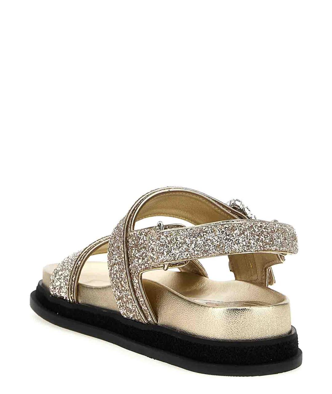 JIMMY CHOO Золотые кожаные сандалии, фото 3