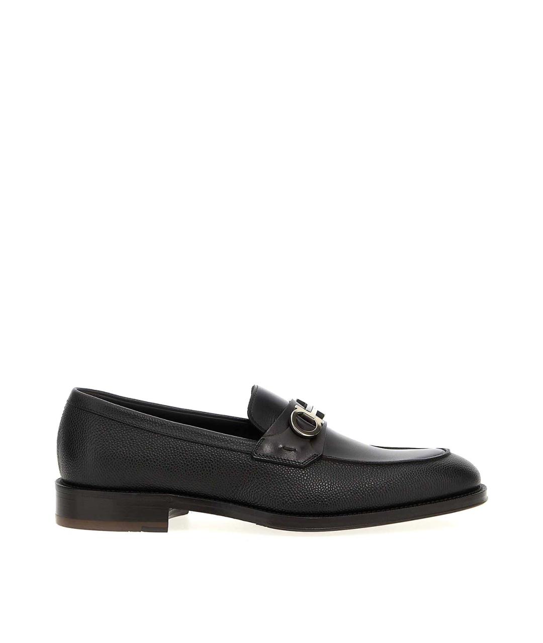 FERRAGAMO Черные кожаные лоферы, фото 1