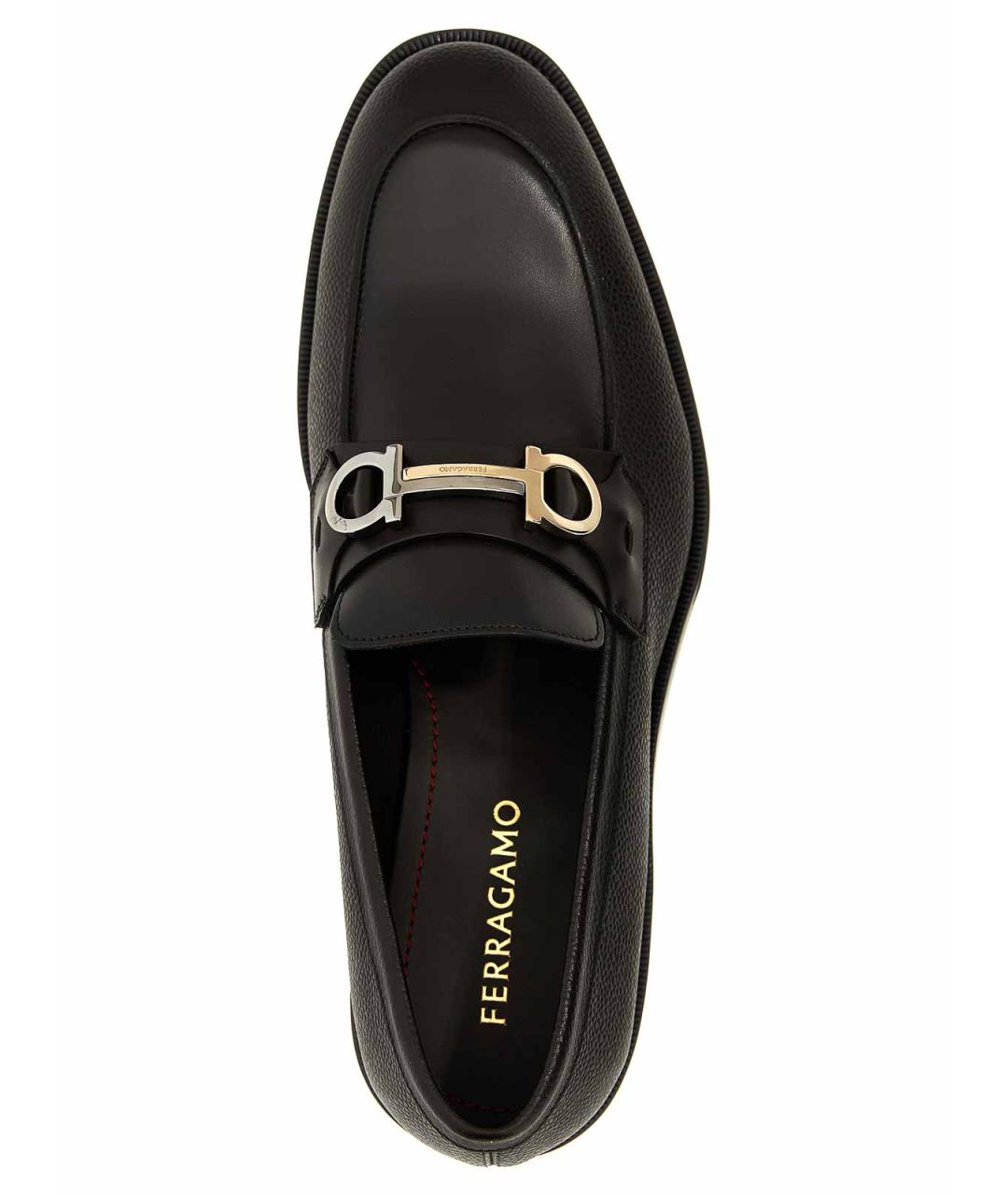 FERRAGAMO Черные кожаные лоферы, фото 4