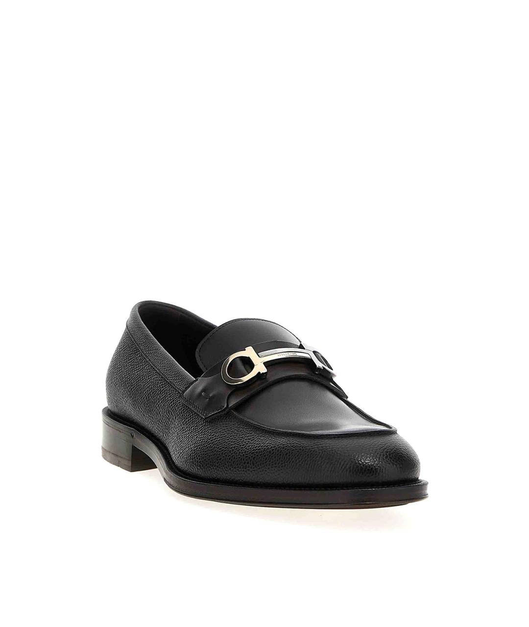 FERRAGAMO Черные кожаные лоферы, фото 2